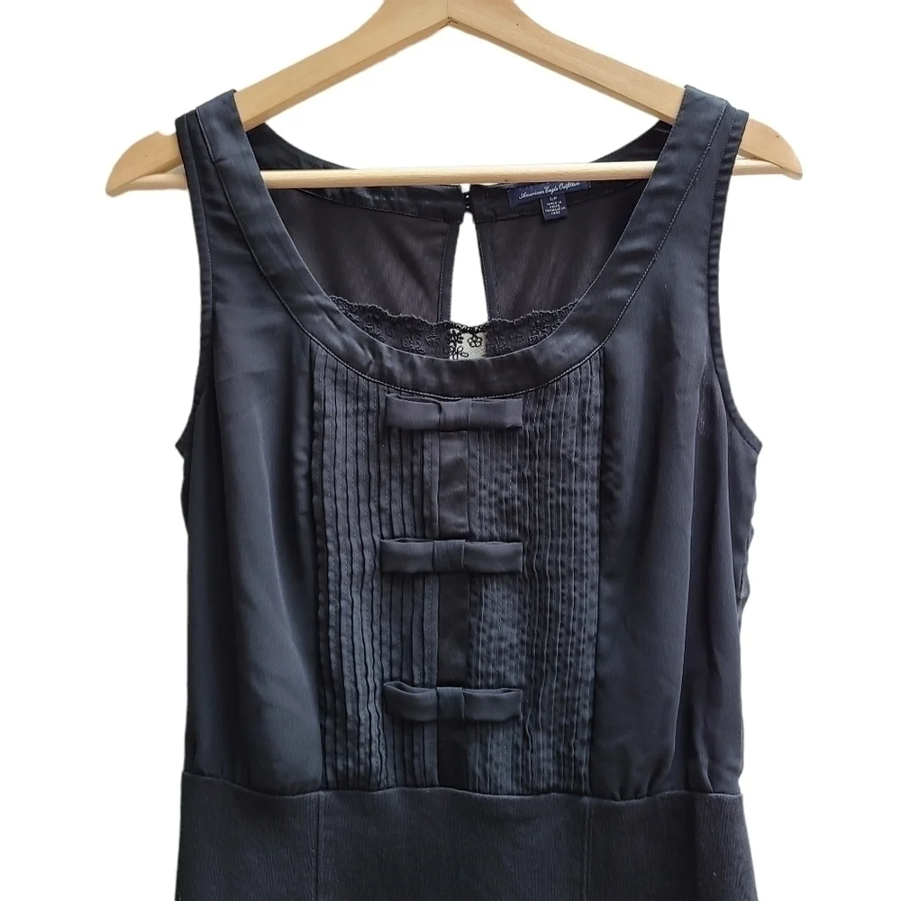 AEO Little Black Dress with Open Back, Sleeveless, Bows, Size Small - Picture 1 of 6